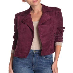 Plum Faux-Suede Moto Jacket